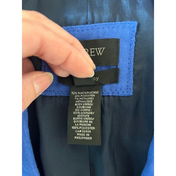 J.Crew Schoolboy Blazer Jacket Size 2 Blue Lined Office Preppy Academia Coastal - Picture 5 of 9